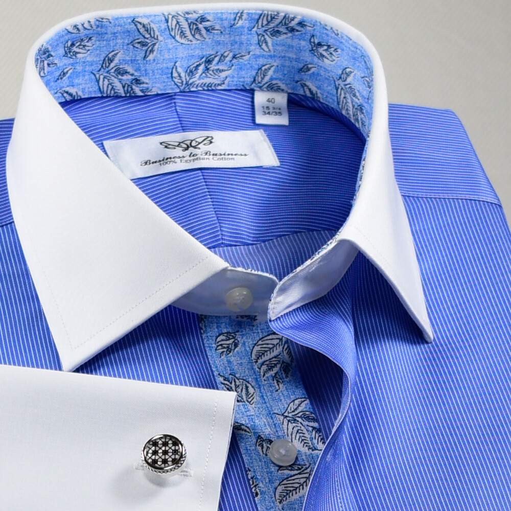Blue Mini Stripe Formal Business With Romantic Inner Lining Professional Dress