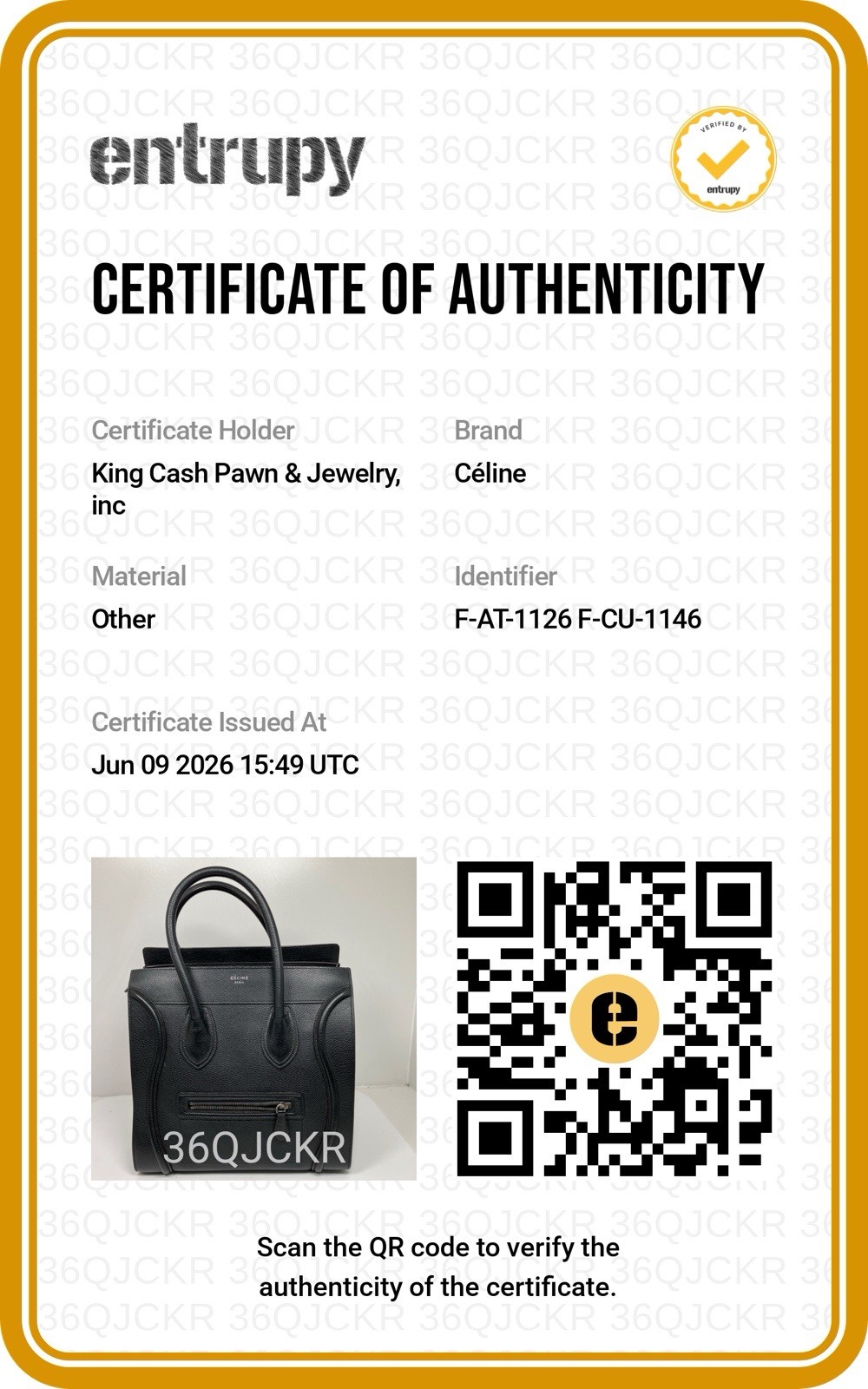 Authentic Celine Nano Luggage Tote in Black Leather with Gold Hardware