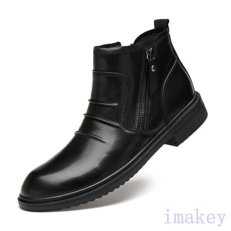 Mens Dress Business Ankle Boots Formal Casual Leather Side Zip Round Toe Shoes