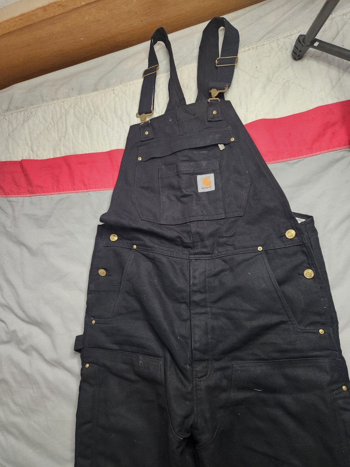 Carhartt Firm Duck Canvas Insualted Overalls Mens Medium Tall Black 104393 BLK