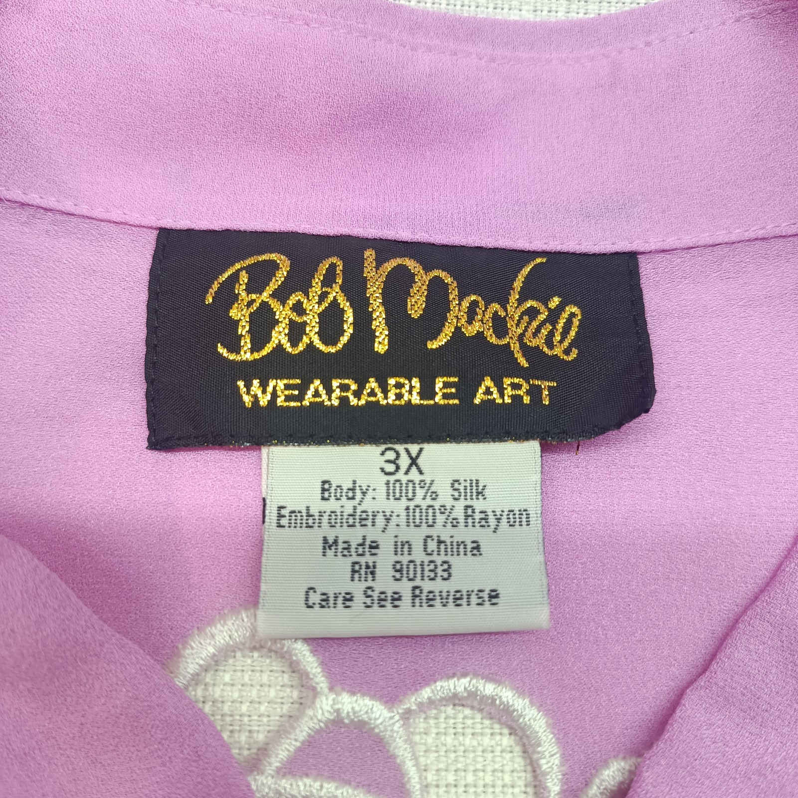 Bob Mackie Wearable Art Womens 3XL Pink Embroidered 100% Silk Cut Out Sheer