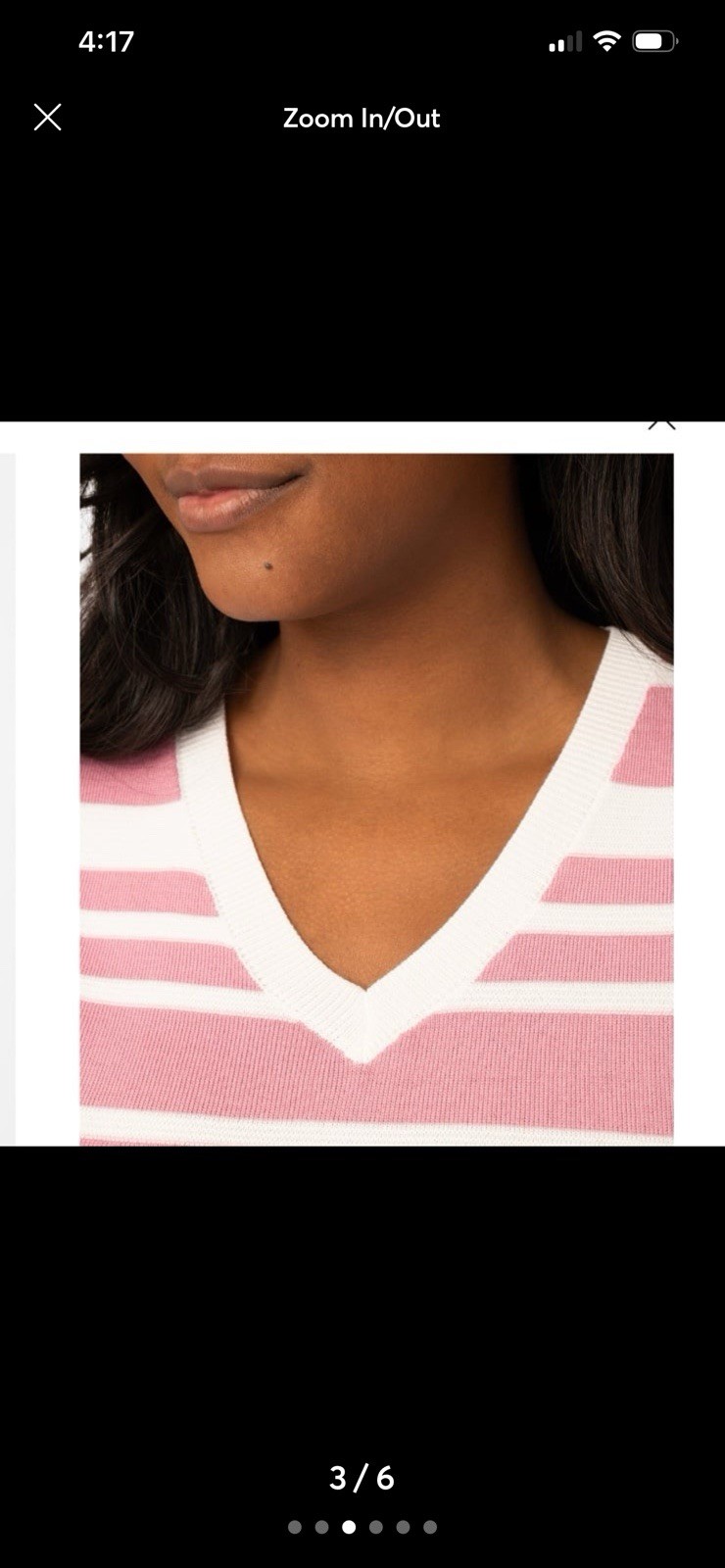 NWT Melissa Paige Women’s Petite Textured Stripe V Neck Top Pink &white Size PM