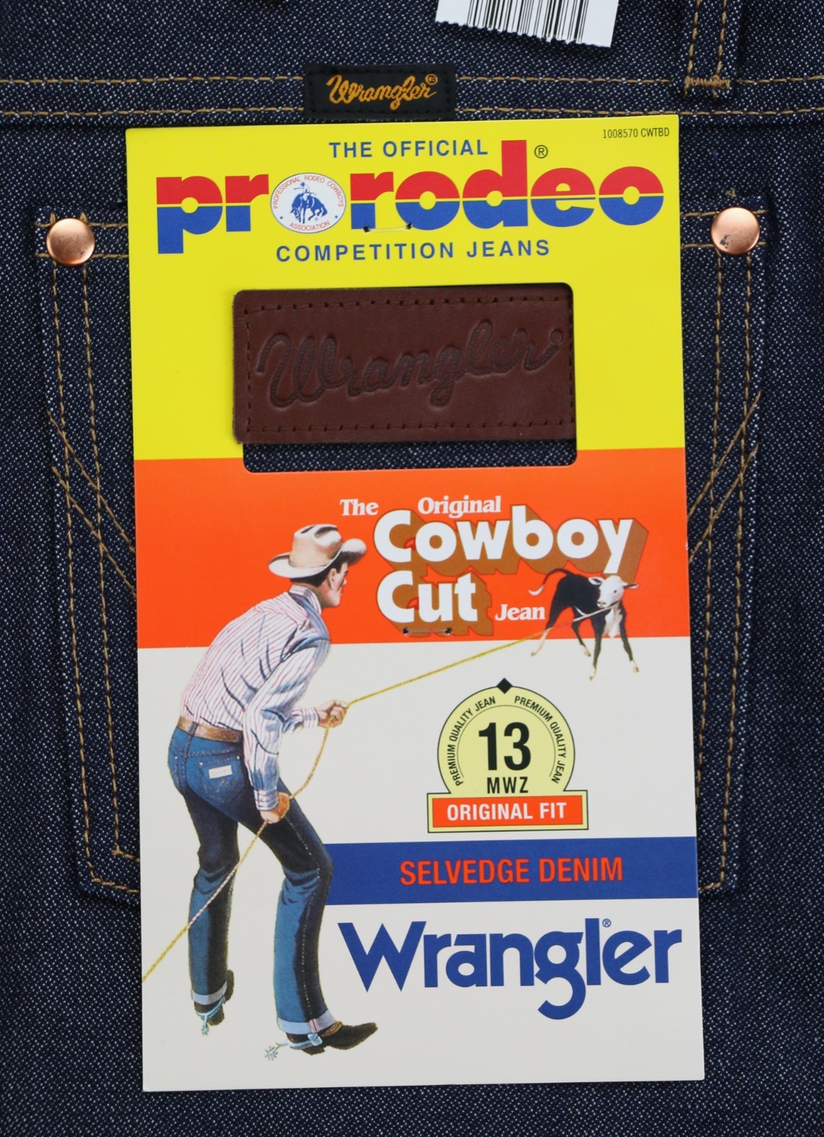 Wrangler 13MWZ Men’s Jeans 100% Cotton Selvedge Denim Broken Twill Dark Indigo