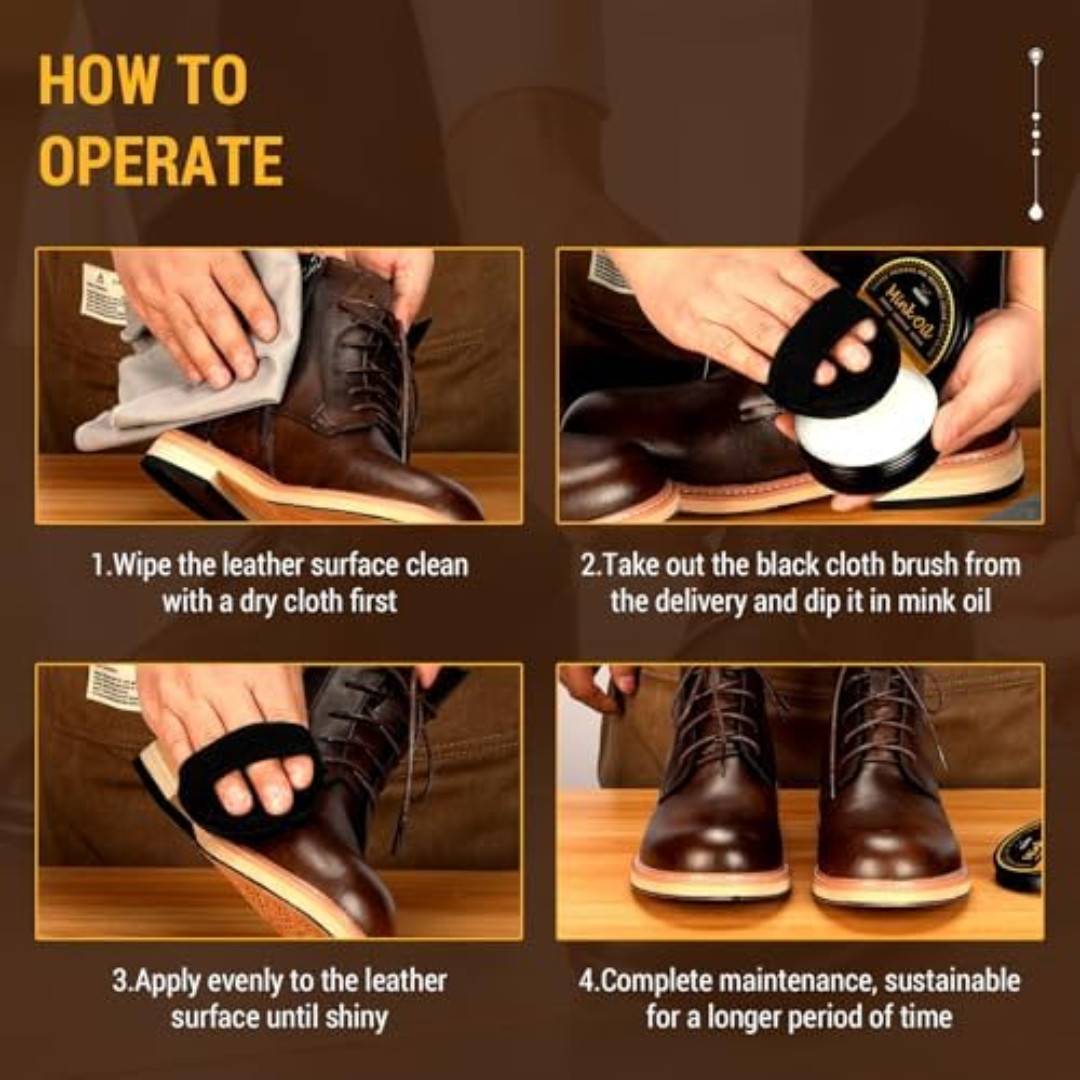 Mink Oil for Leather Boots, Boot Leather Care Kit, Leather Shoe Care Kit for Cow