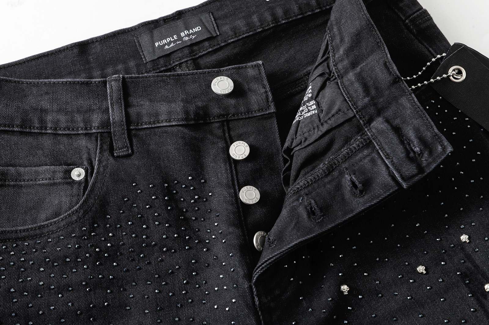2026 New Purple brand Men’s personalized Rhinestone Leisure fashion jeans