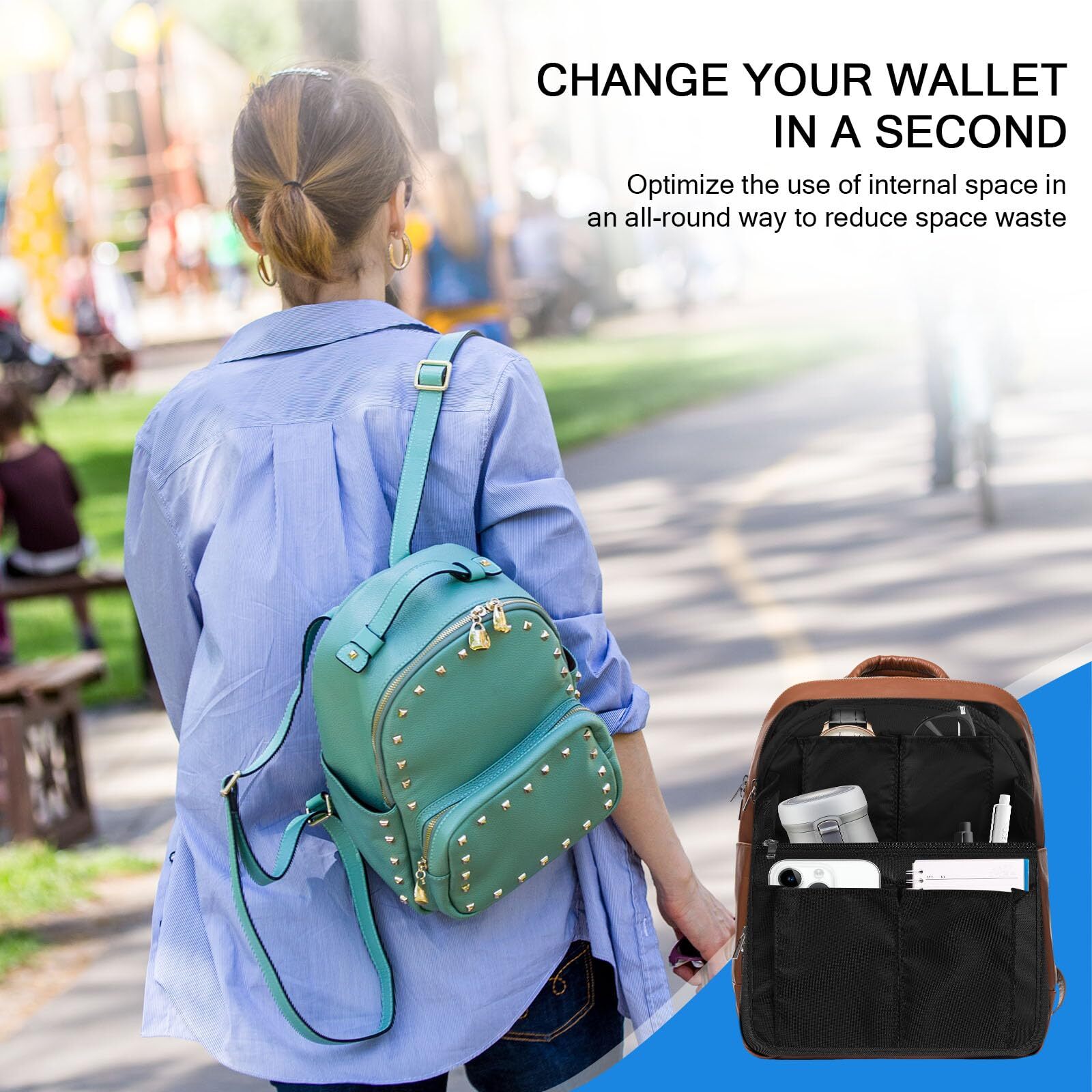 2 Pcs Backpack Organizer Insert 7.9 x 4.8 x 11 Inch Small Shoulder Bag Divide…
