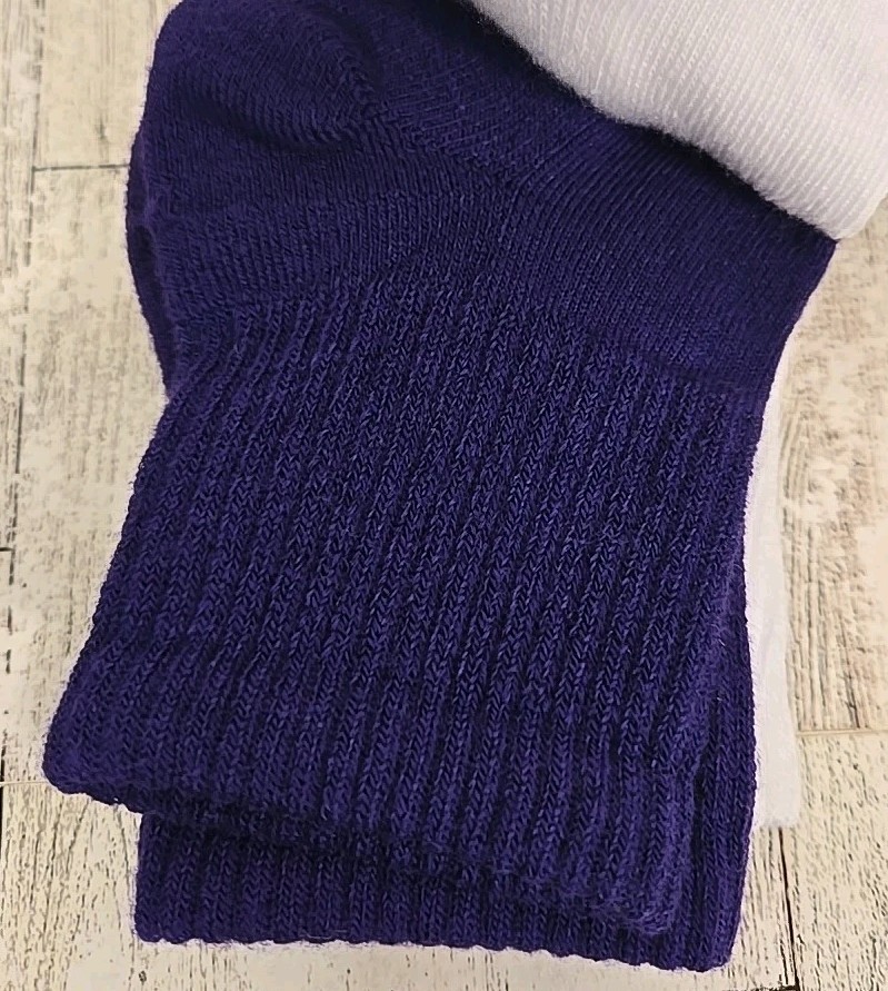 Mens Quarter Crew Socks M or L 3pk Cushioned Purple Baseball Stripe Lot of 2 NEW