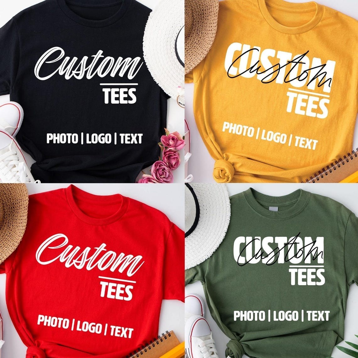 Personalized T-Shirt, Custom Photo, Text, Logo, Wholesale Business One Side Tee