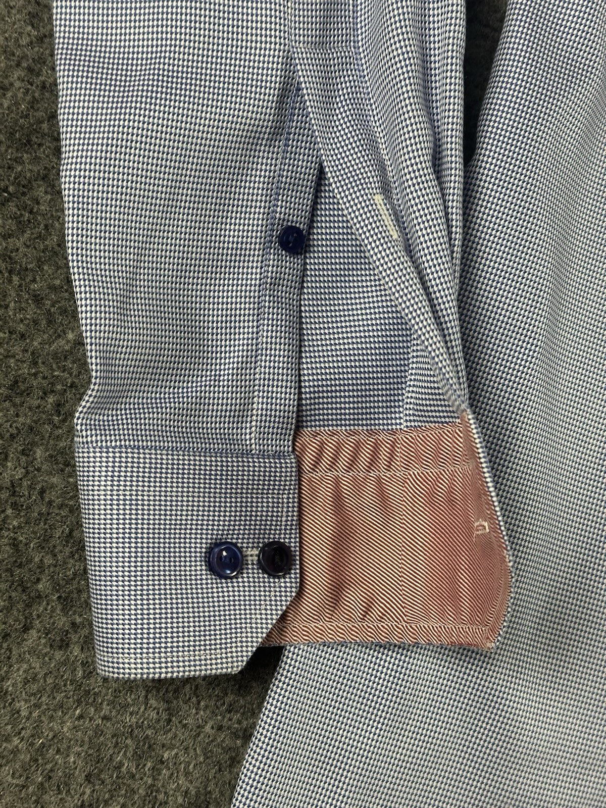 Eton Contemporary Dress Shirt Mens 16.5 42 Blue Red Cuff Houndstooth Career