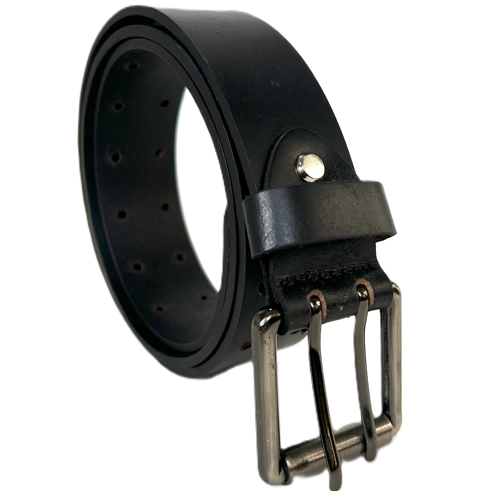 Men’s 2 Hole Double Prong FULL GRAIN Thick Leather Heavy Duty Belt 1.5″ width