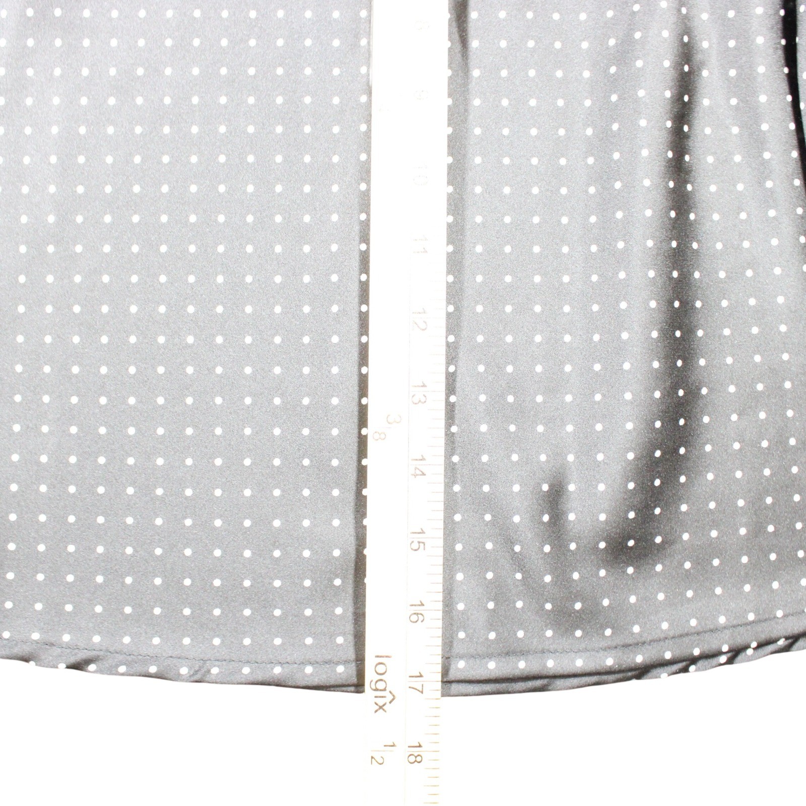 LIFE Womens Polka Dot Satin Mini Skirt Black White Elastic Waist Bow XL