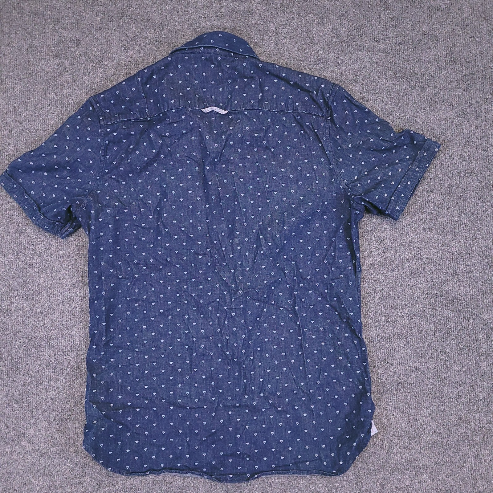 7D 7Diamonds Shirt Mens Medium Button Up Stretch Geometric Cuffed Button Down