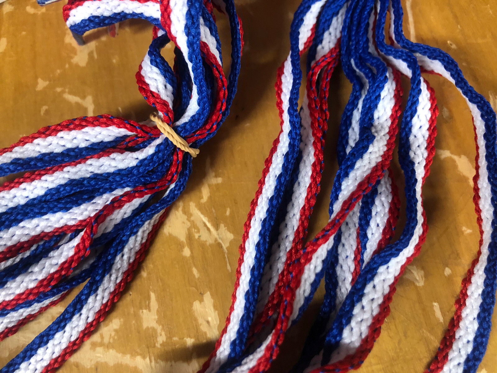 1 Pair Vtg USA Red White & Blue Stripe Shoe Laces Strings 40” Patriotic Shoelace