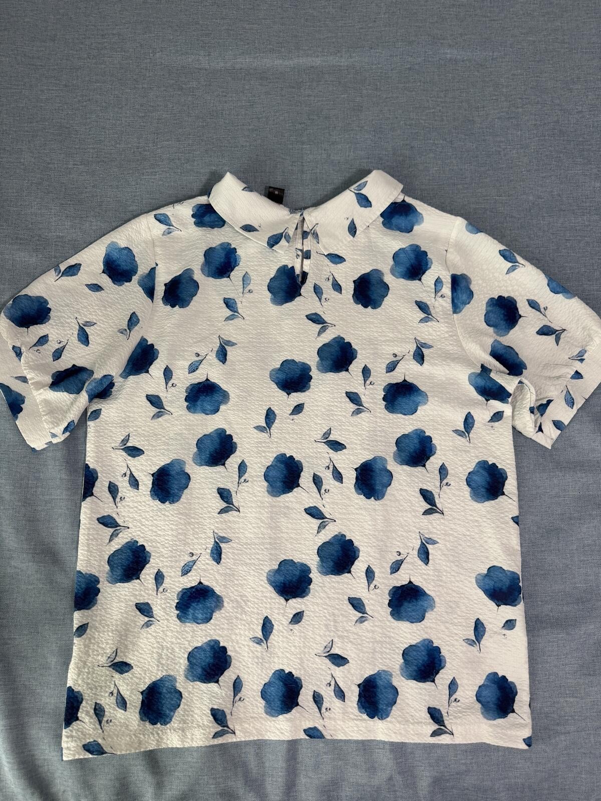 Blue Floral Peter Pan Collar Blouse | Cottagecore Romantic Office Chic Top