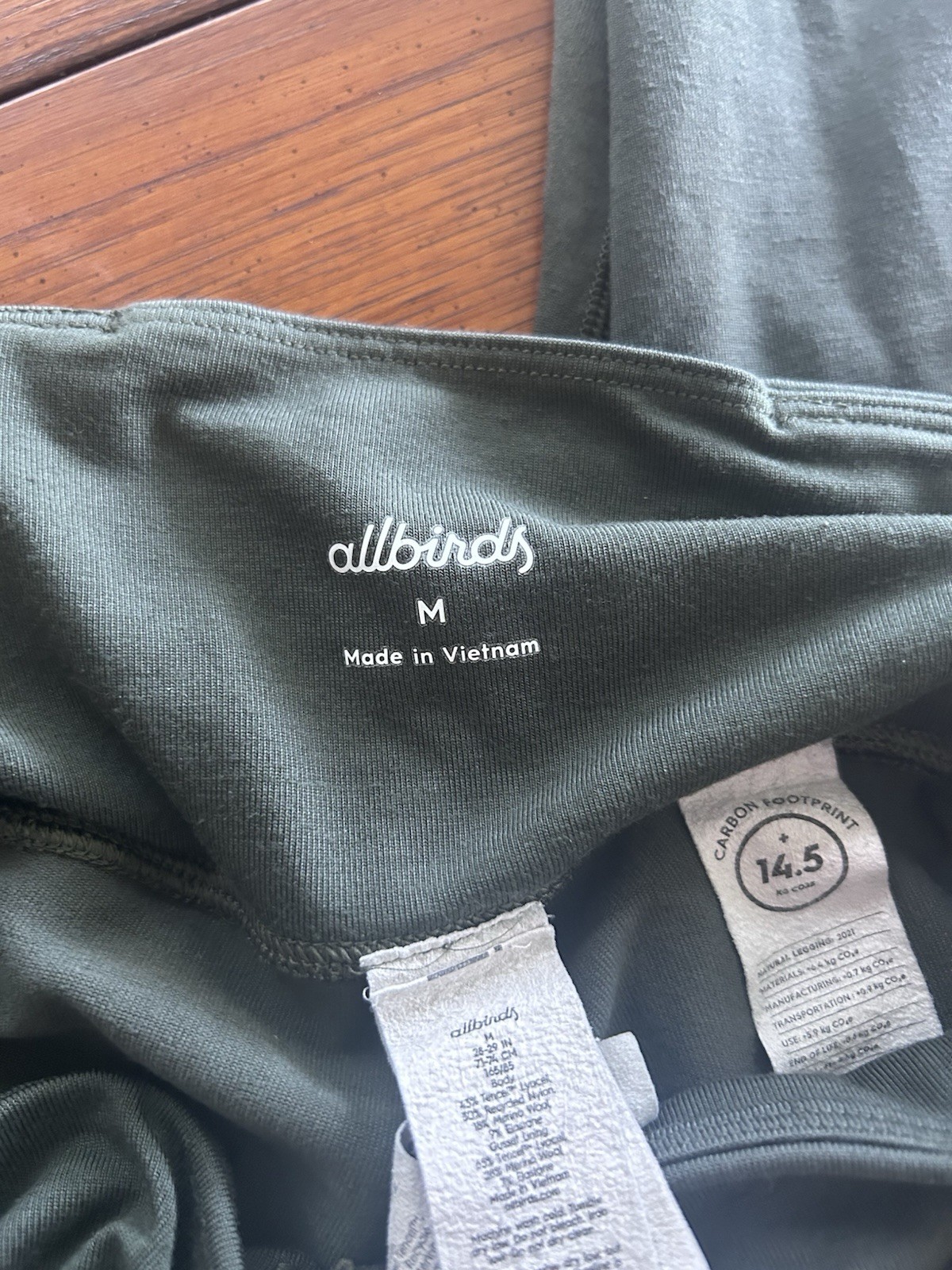Allbirds Natural Legging in Forest Green – Wool Blend Size Medium