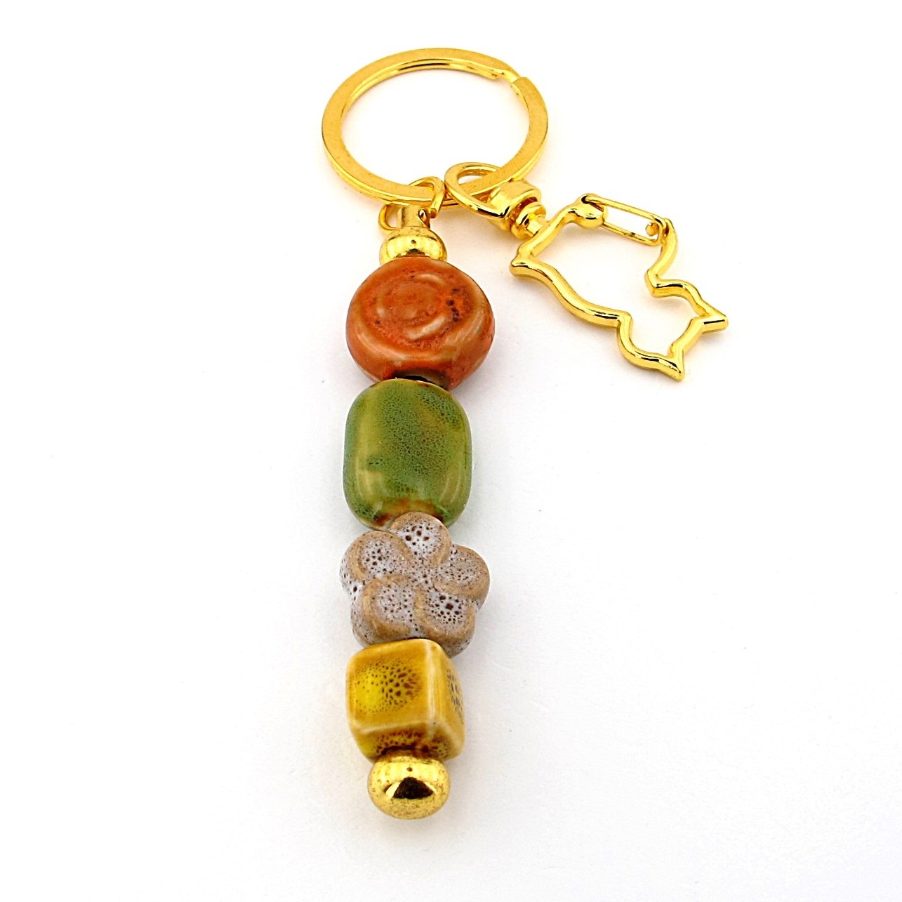 Handmade Ceramic Cat Keychain Purse Bag Charm Screw Off Interchangeable BCH06
