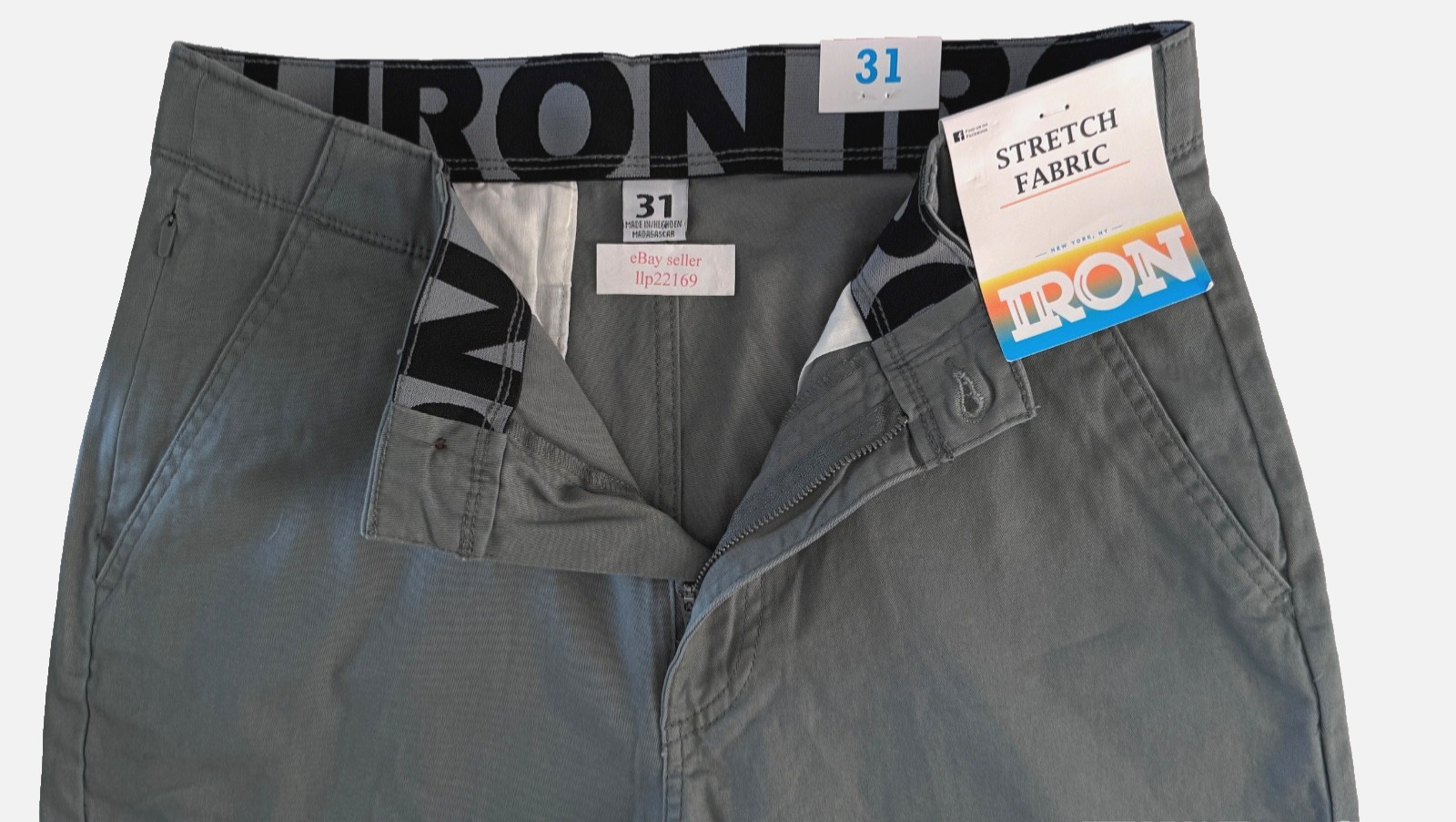 IRON CO Men’s Stretch Shorts (SIZE 31) Flex Waist Flat Front DUSTY SAGE New Tag!