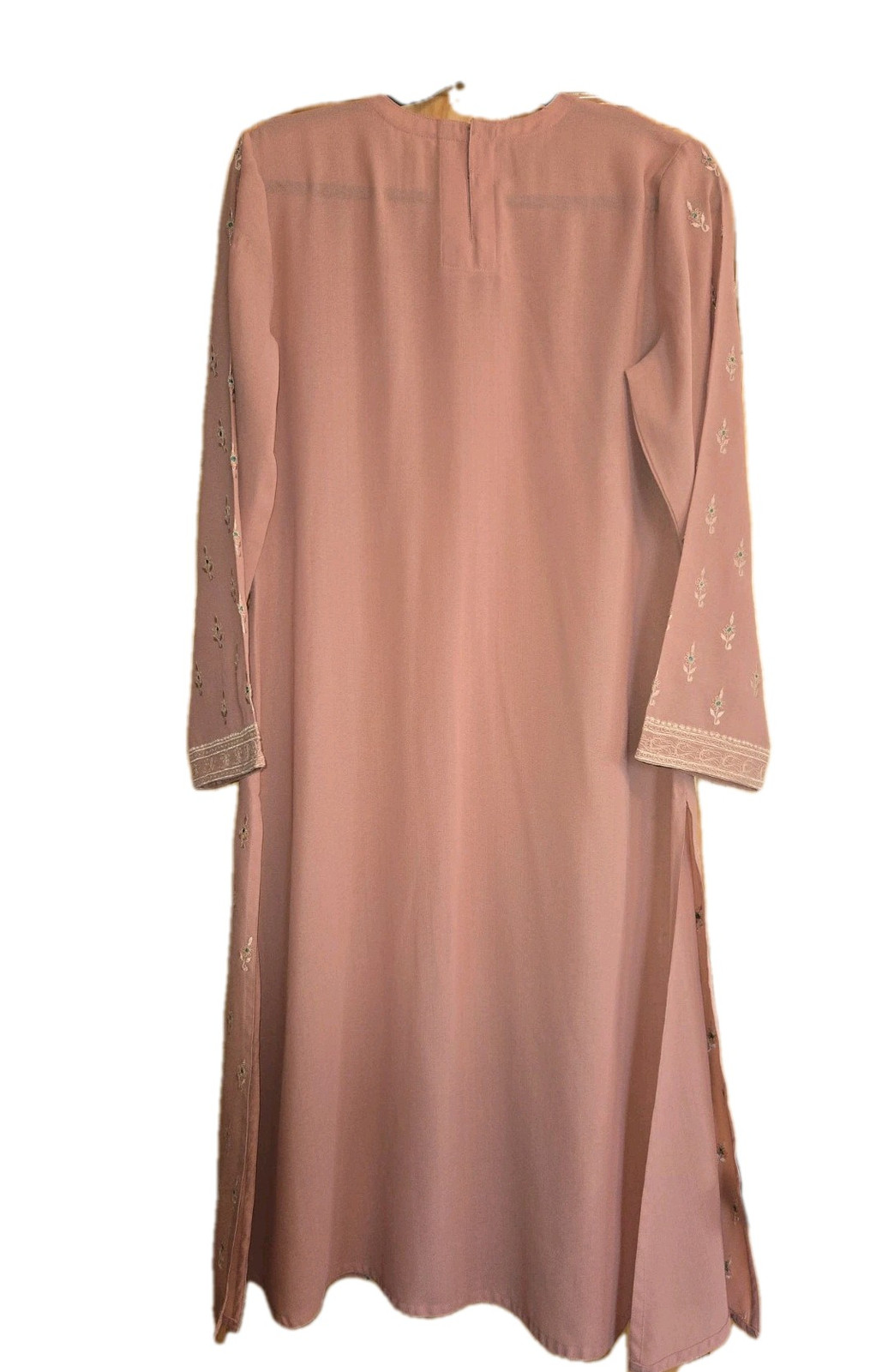 Peach Kurta Semi Sheer Size 38 Gota/Zari Embroidery • Emerald Detail • NWOT