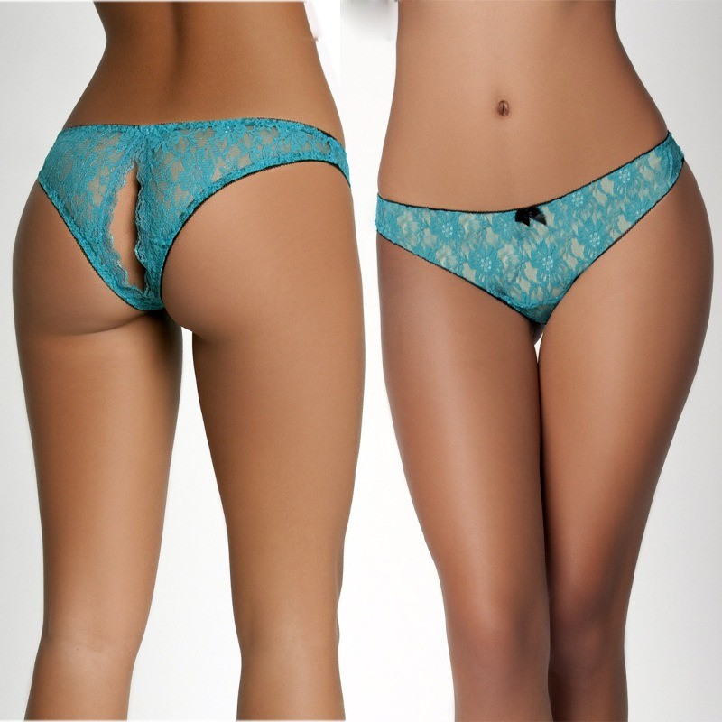 Sexy Women Sheer Lace Thong G-string Briefs Crotchles Panties Lingerie Underwear