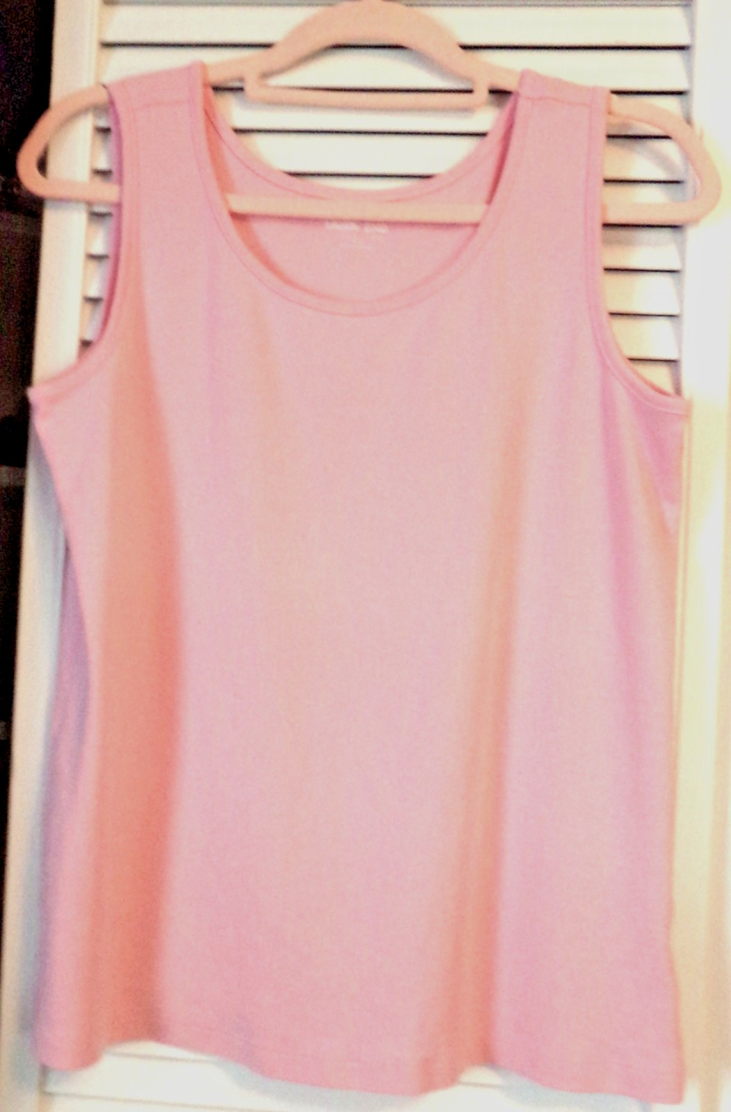 Lands End Scoop Neck Tank Top 100% Cotton Clear Pink Lg EUC