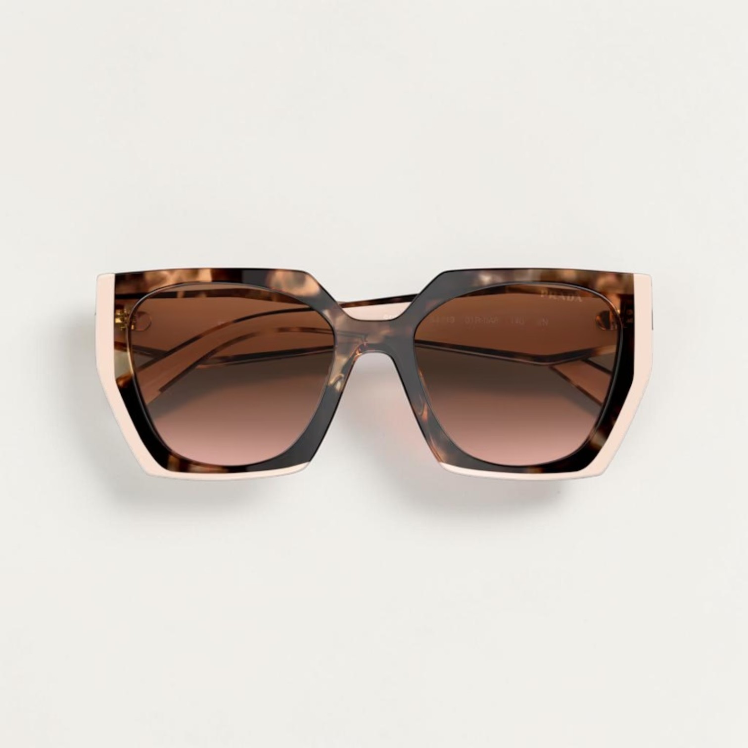 PRADA PR15WS Women’s Rectangular Sunglasses Powder Brown and Tortoise Caramel
