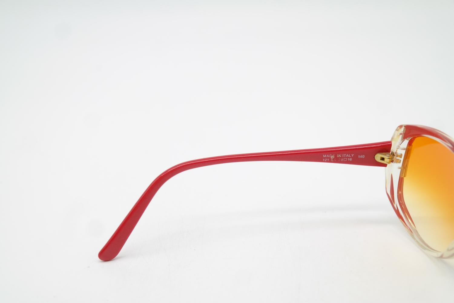 Vintage VALENTINO 121 Oval Sunglasses Red Transparent Gold Frame 53mm