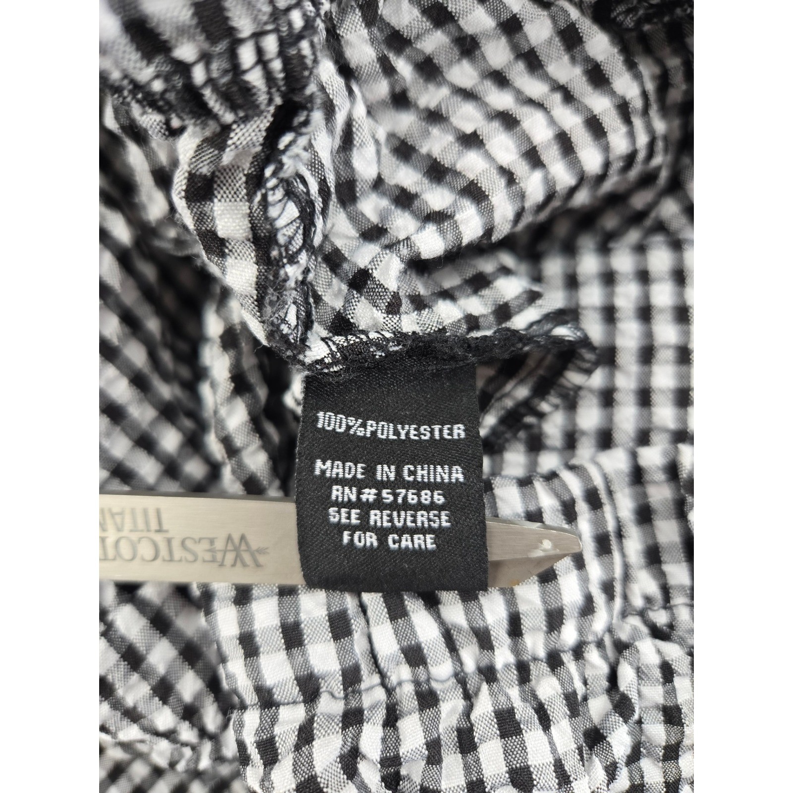 New Look Womens Gingham Checkered Straight Leg Pants Black White Medium RN57686