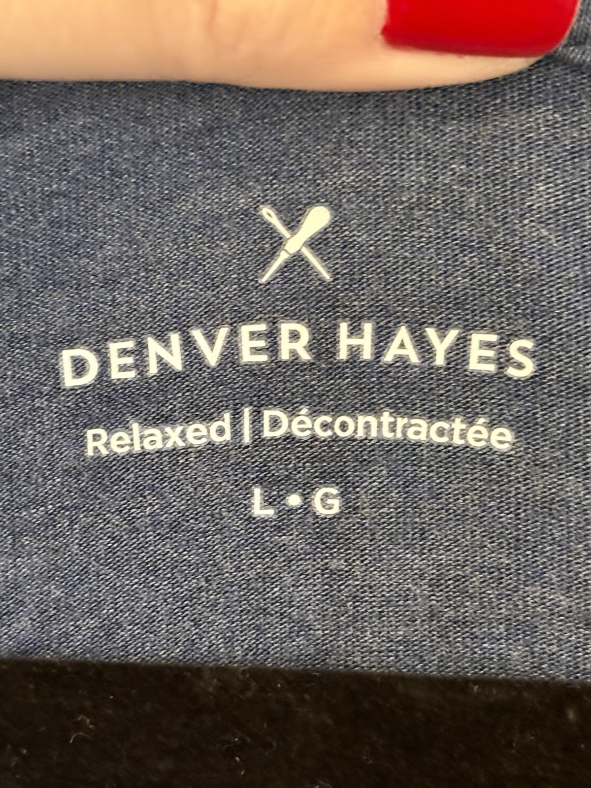 Denver Hayes Blue Heathered Relaxed Tee Shirt Women’s Size Large Scoop Neck EUC