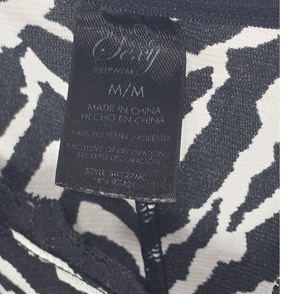 Secret Treasures Zebra Print Chemise Nightgown Lace Trim Side Slits Size Medium