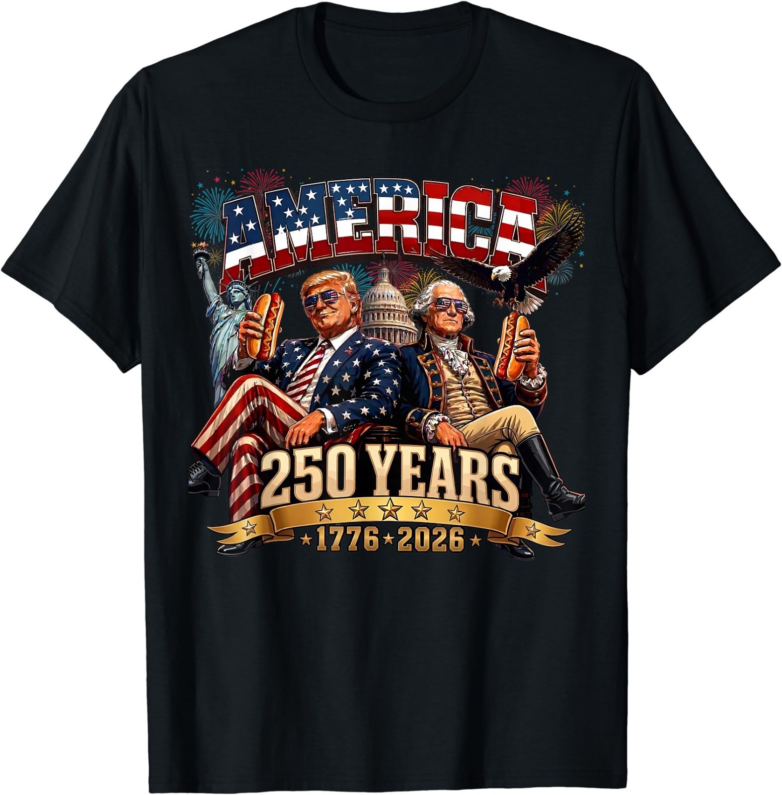 250 Years America Anniversary 250th Trump Washington Vintage T-Shirt