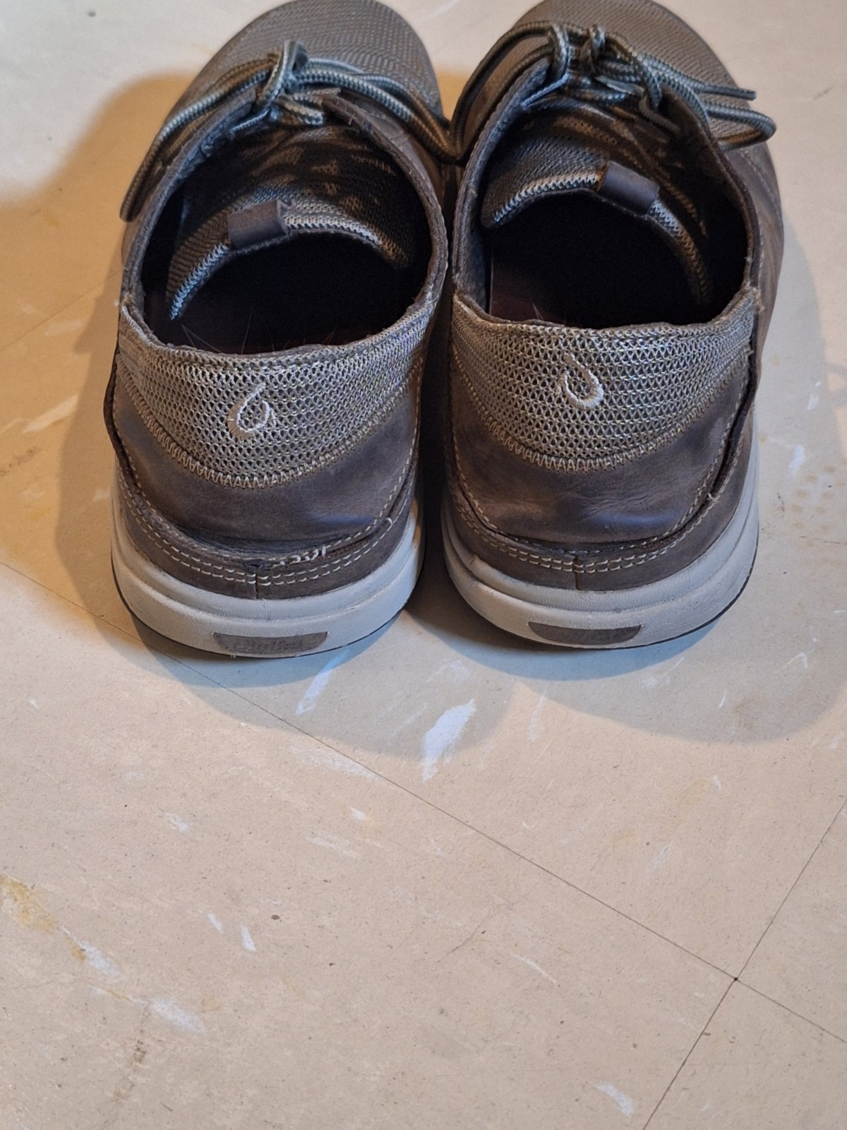 Olukai Makia Lace Leather Mesh Mens Sz 10.5 Boat Shoes Clay Kona Brown 10