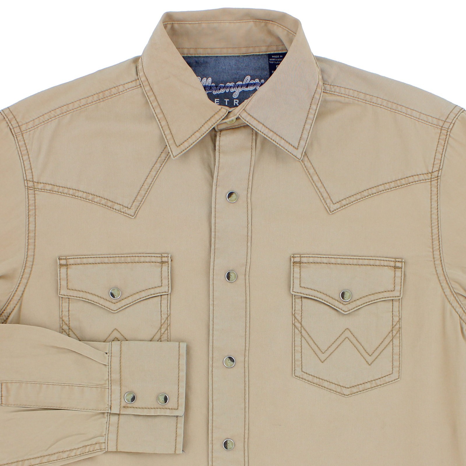 Wrangler Retro Premium Western Shirt, Men’s Pearl Snap Up Collared Long Sleeve