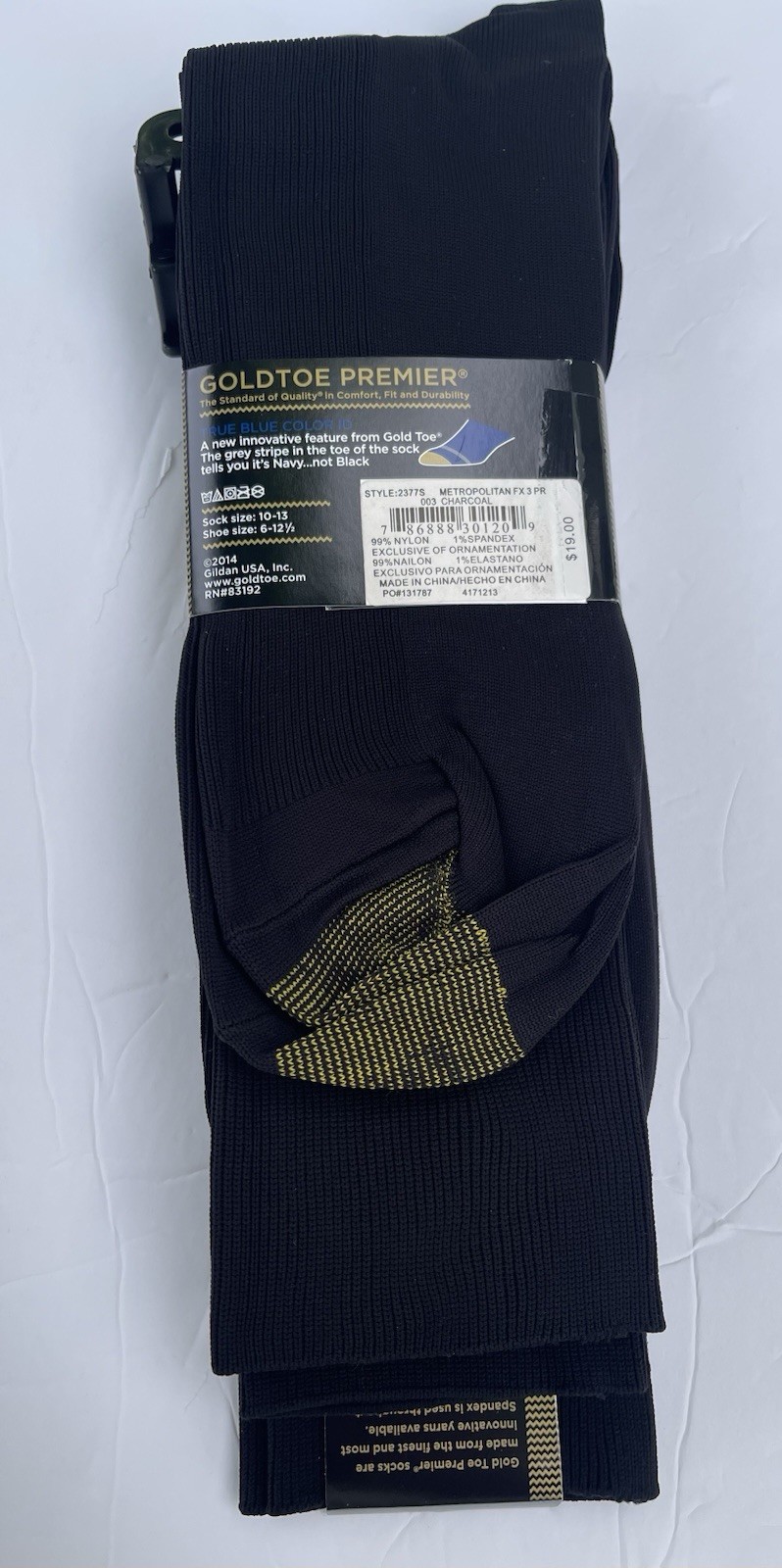 Men’s Gold Toe Metropolitan 3 Pairs Of Black Dress Socks 10-13
