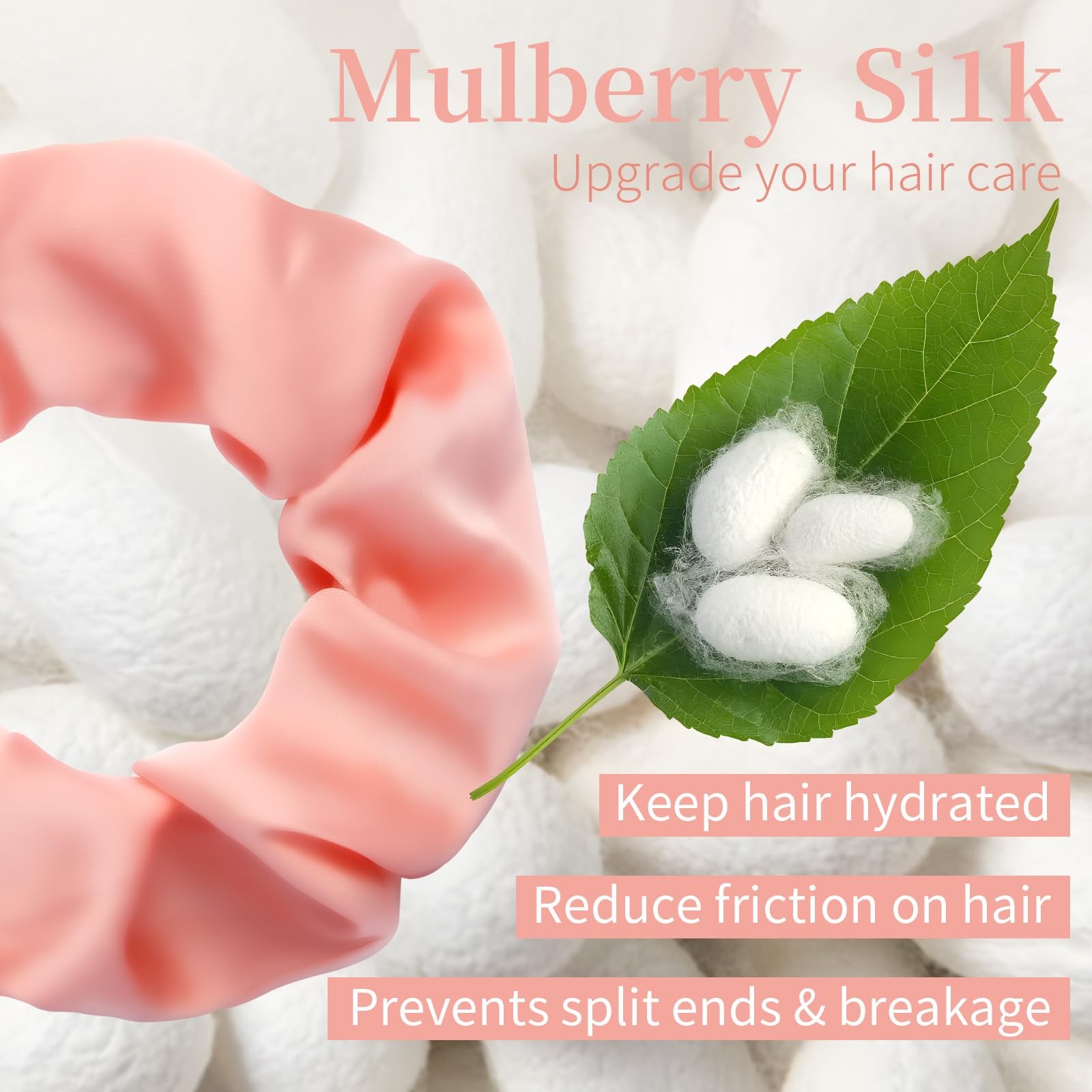 5Pcs Mulberry Silk Hair Ties,Silk Hair Scrunchies for Frizz & Breakage Preven…