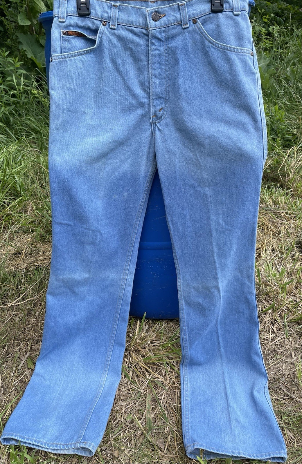 Vintage 1970s Levis Orange Tab Western Cowboy Movin On Jeans Light Wash USA Made