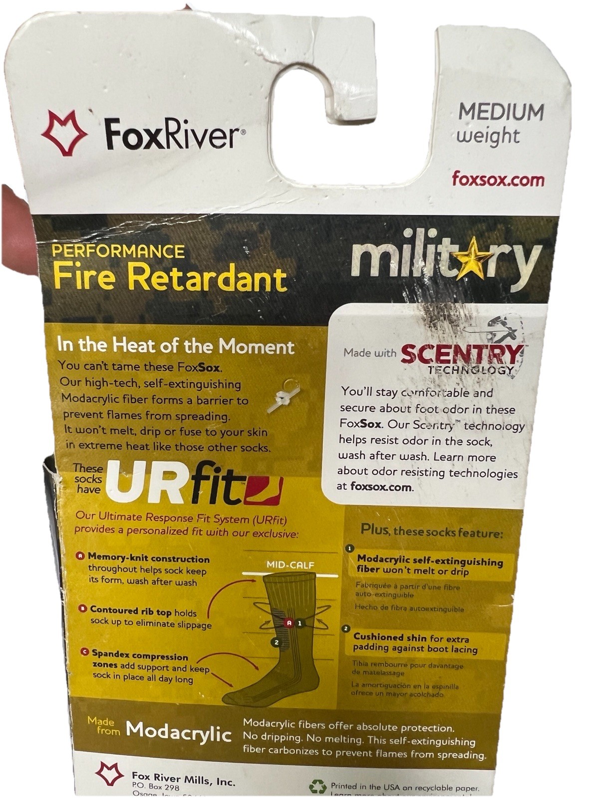 Fox RIver Military Fire Retardant FR MidCalf Sock Midweight Foliage LARGE 2pack