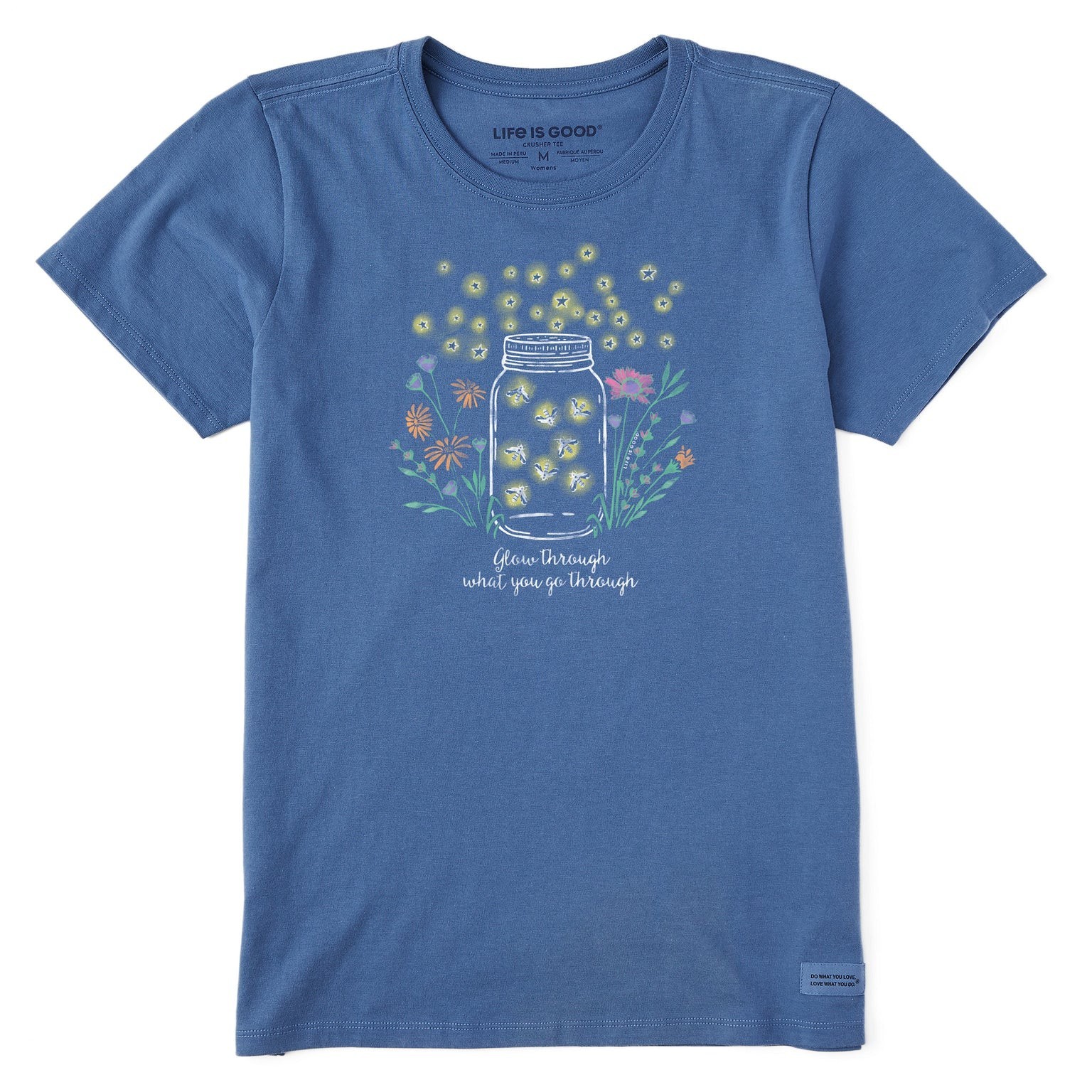 Life Is Good SS Shirt Crusher Tee FIREFLIES FLOWERS JAR Grow Through Womens XL