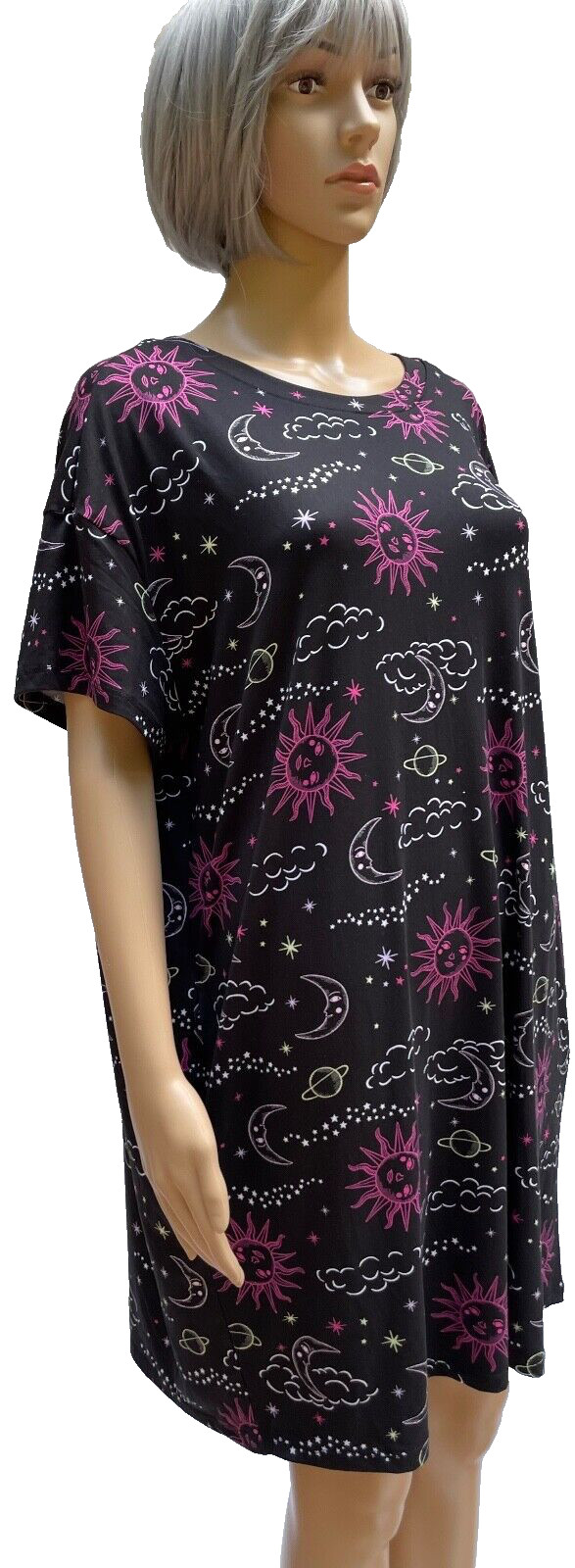 JOYSPUN Soft Polyester Spandex Short Sleeve Sleepshirt W/Pockets 4 Variations