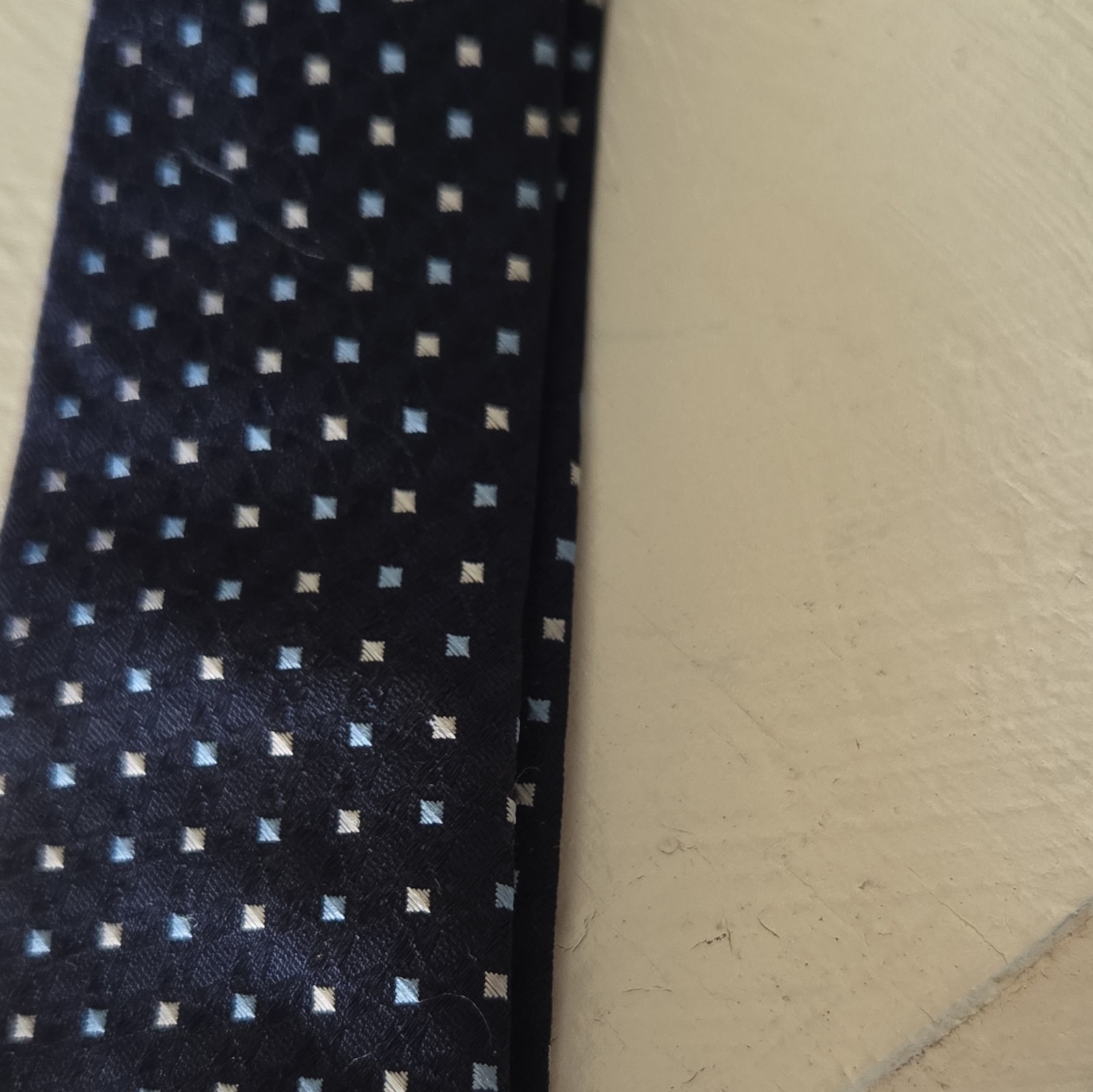 GEORGE Men’s Blue Geometric Woven Pretied Clip-On Standard/Classic Tie