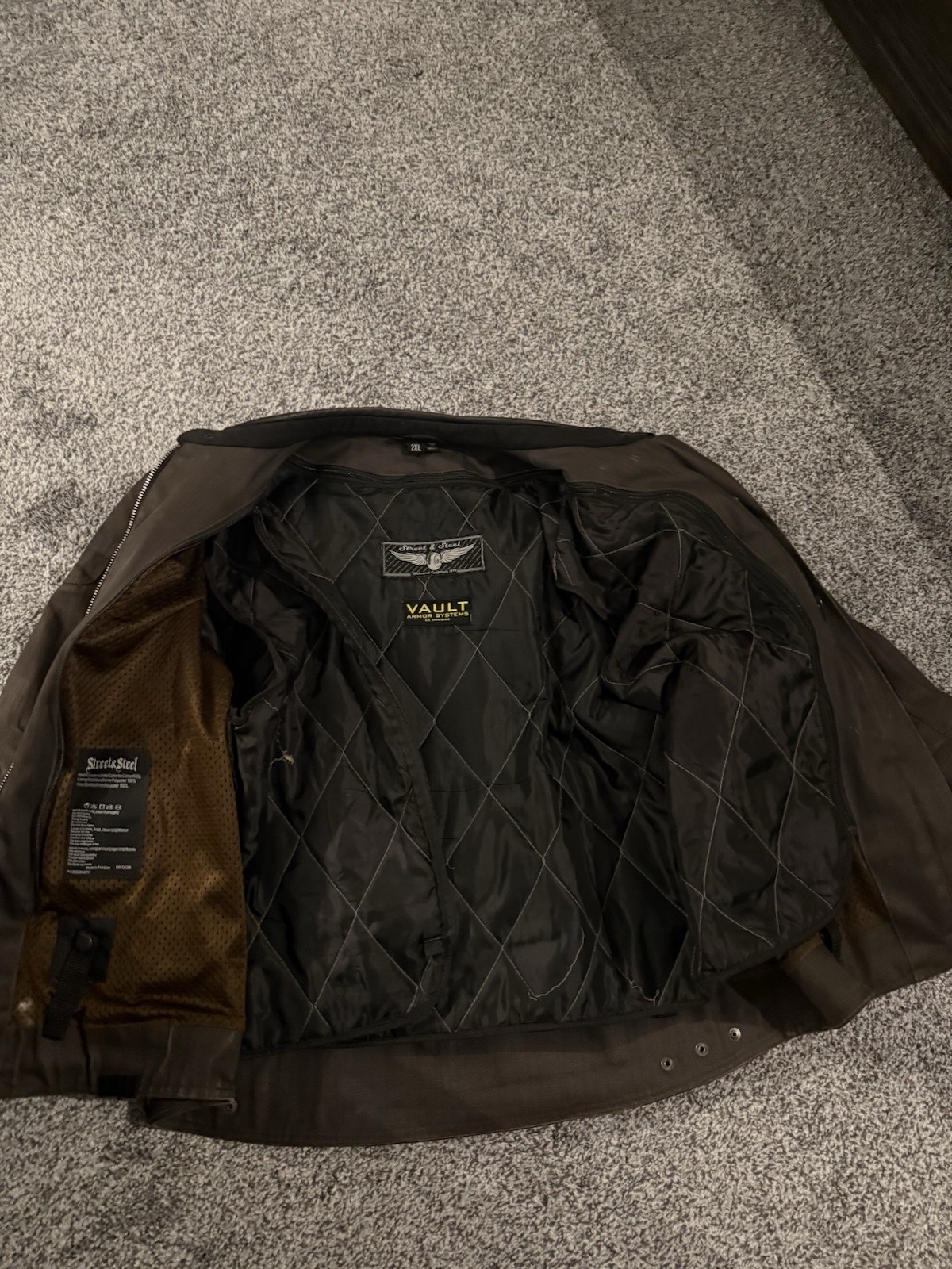 Street & Steel Men’s Brown Motorcycle Jacket 2XL Full Zip/Button Pockets