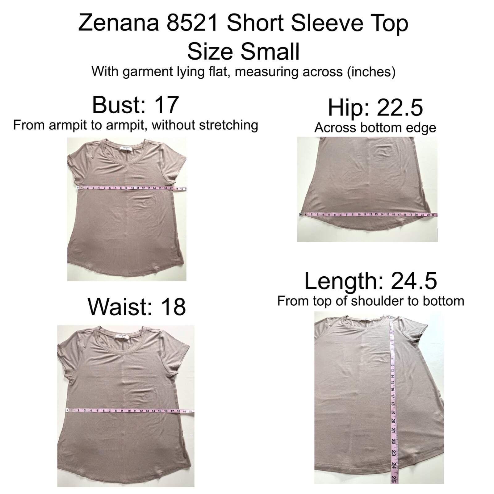 ZENANA 8521 Flowy Round Hem Rayon Short Cap Sleeve Knit Top Tee Essential Shirt