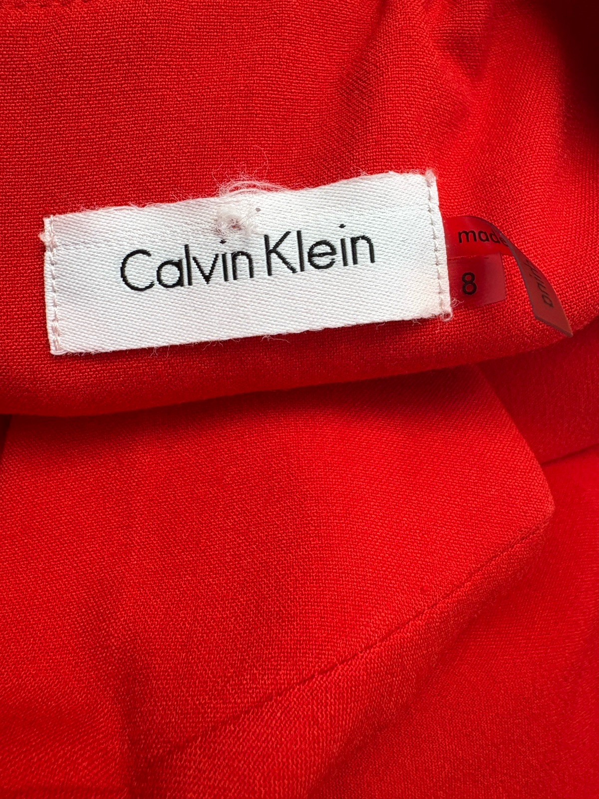 Calvin Klein Red Fit Flare Dress Sz 8 Cocktail Career Minimalist Party Chic