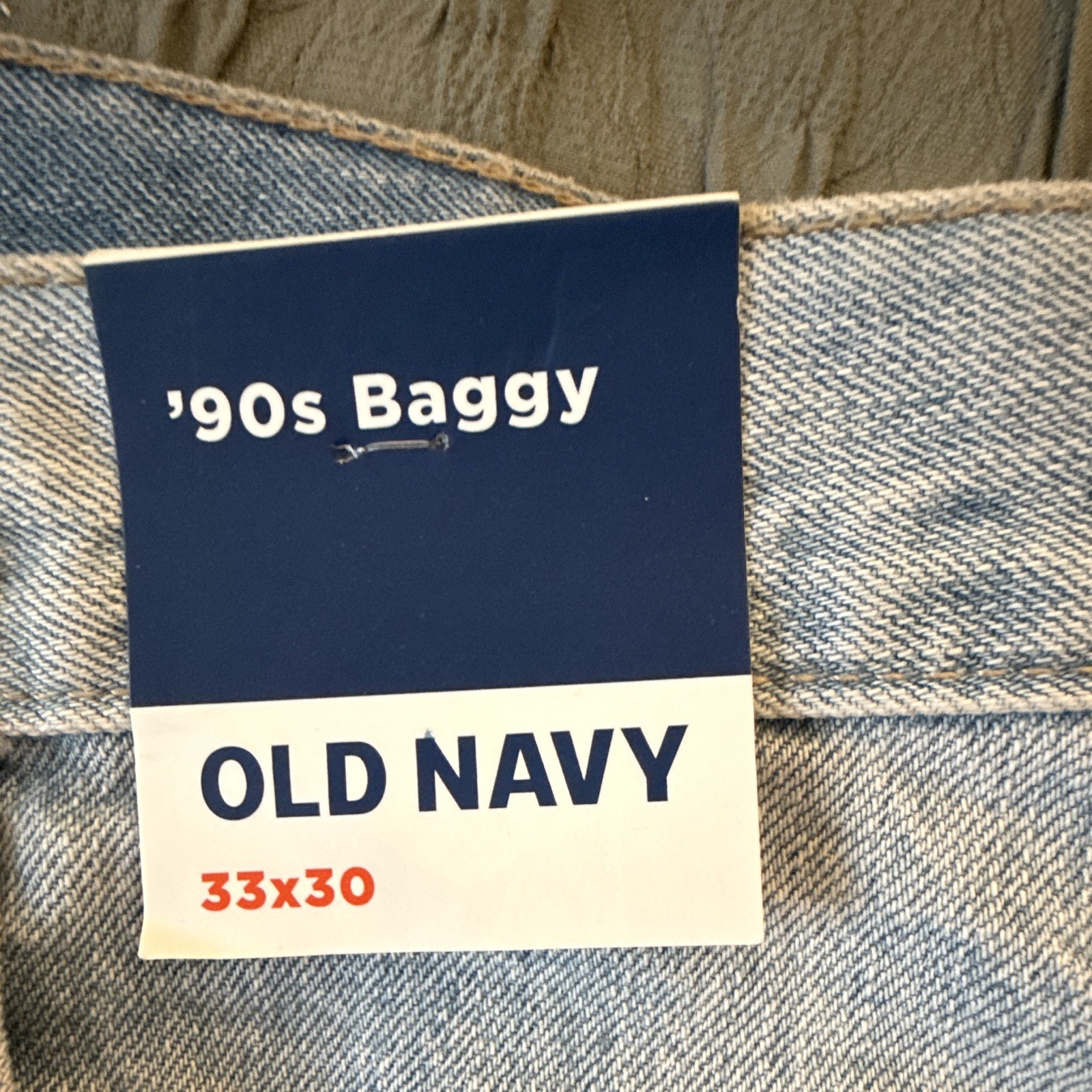 Old Navy ’90s Baggy Straight Light Wash Blue Denim Jeans Mid Rise Button Zip NWT