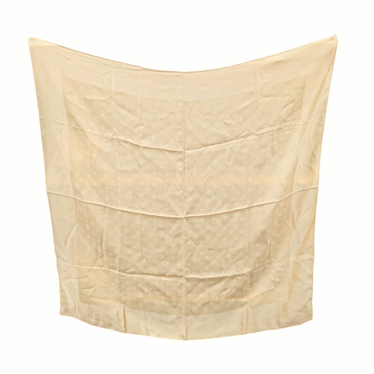 LOUIS VUITTON Scarf Stole Large 100 Silk Monogram Beige Approximately 87cm Japan