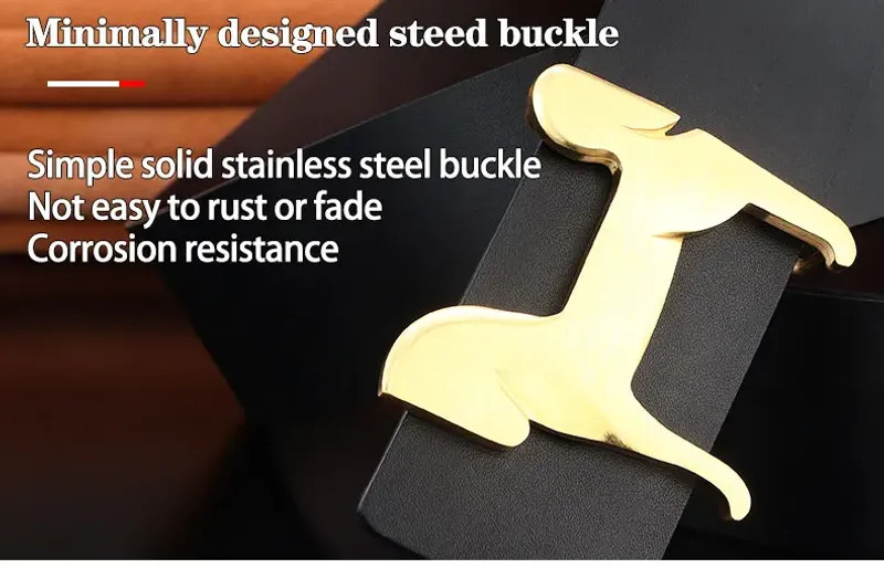 Grade Stainless steel horse 3.8cm wide slide buckle men belts High genuine.