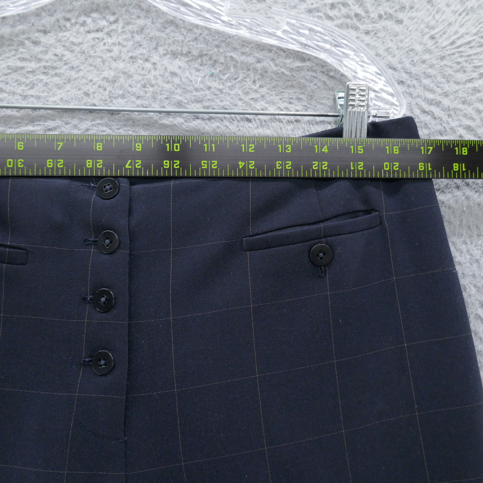 Talbots Collection Womens Plaid Dress Pants 12 Blue Stretch Four Button Career