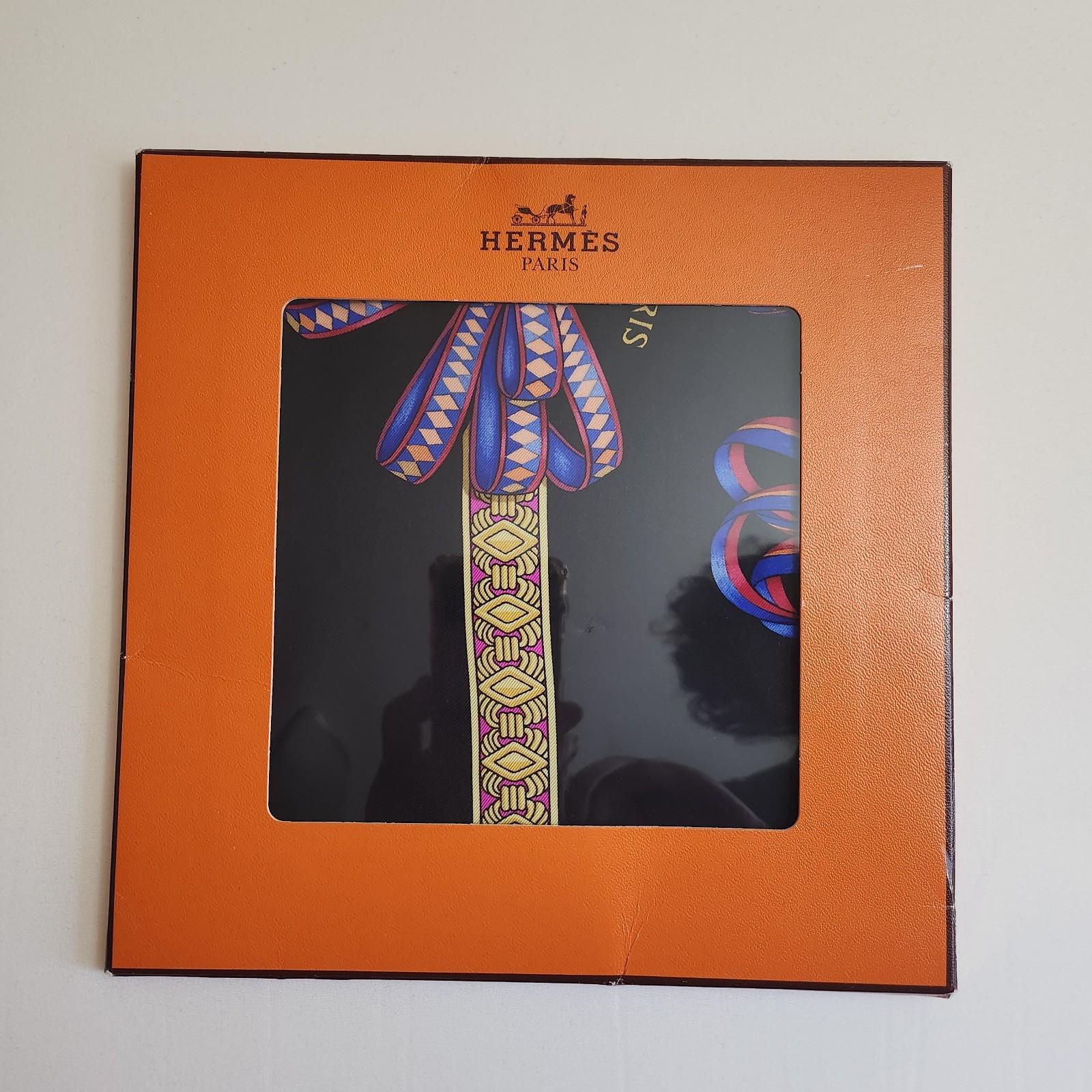HERMÈS Vintage Silk Scarf LES RUBANS DU CHEVAL Black, never used, original box