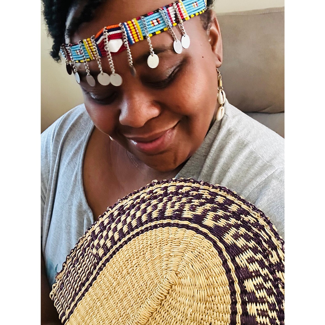 Burkina Faso, Hand Fan | Home Decor | Lightweight, Handmade Hand Fan – 16″ Long.