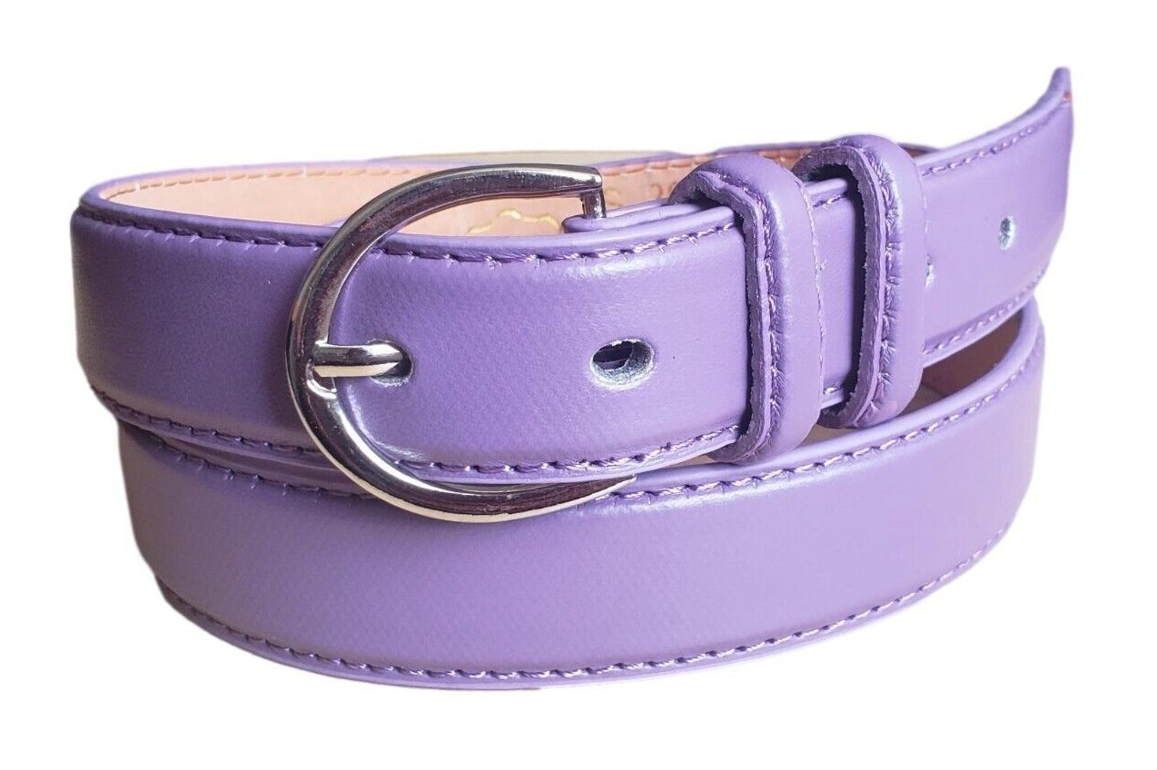 Women’s Leather Casual Dress Plain Solid Colors Belt Silver Buckle Ladies New