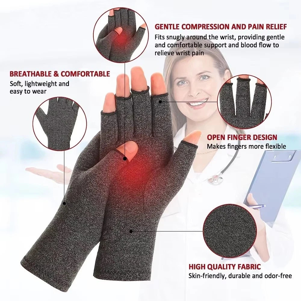 Fingerless Anti Arthritis Compression Gloves Cure Pain Relief Brace Hand Support